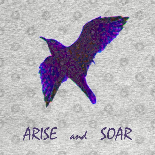 Go Higher with Arise and Soar Quote - with Purple Floral Bird by Star58